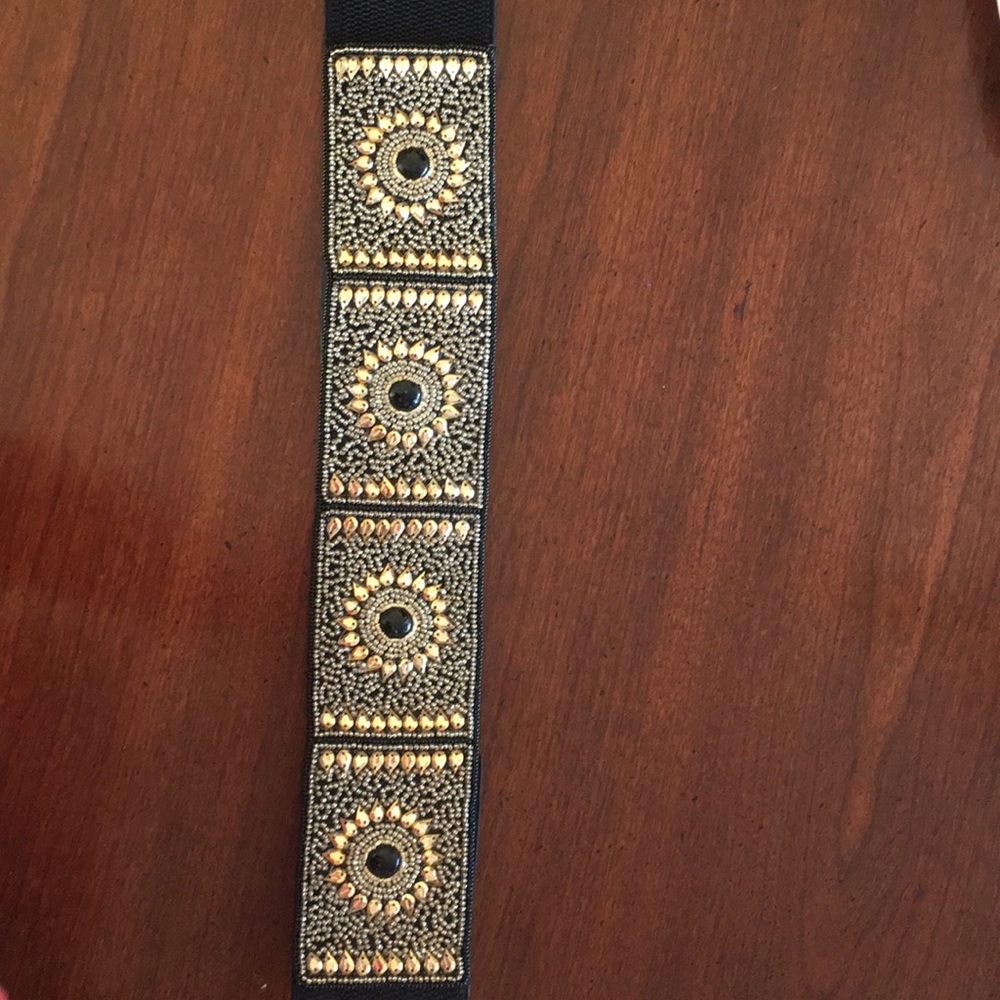 Pink pewter embellished belt elastic
